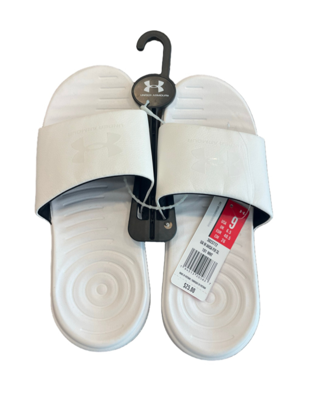 NWT Under Armour Ansa Fix Slides Women 9 White Athletic Sandals 3023772